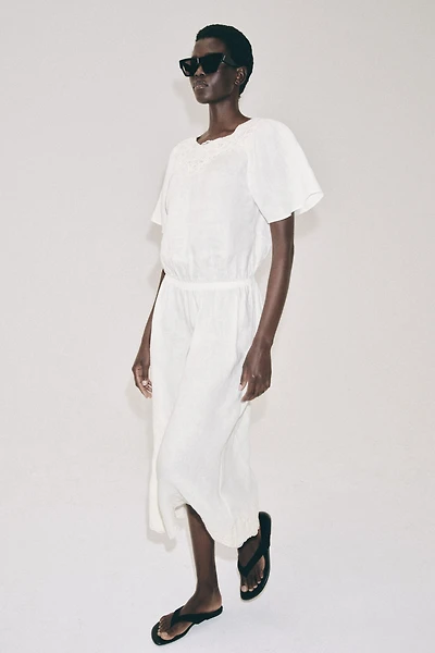 100% LINEN CROCHET DRESS ZW COLLECTION