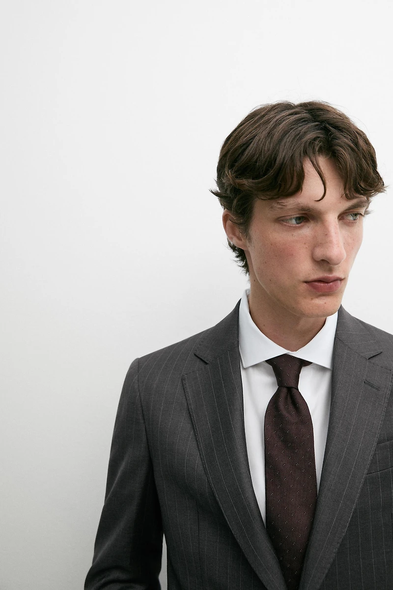 Veste de costume à rayures 100 % laine