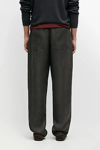 Linen semi-jogger fit denim-effect trousers