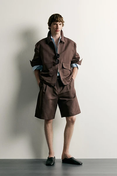 RELAXED-FIT LINEN-COTTON OVERSHIRT