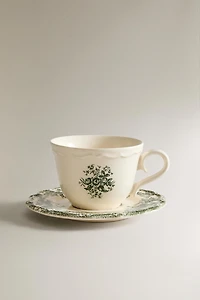 FLORAL TEACUP AND SAUCER