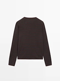 Striped cotton blend knit sweater