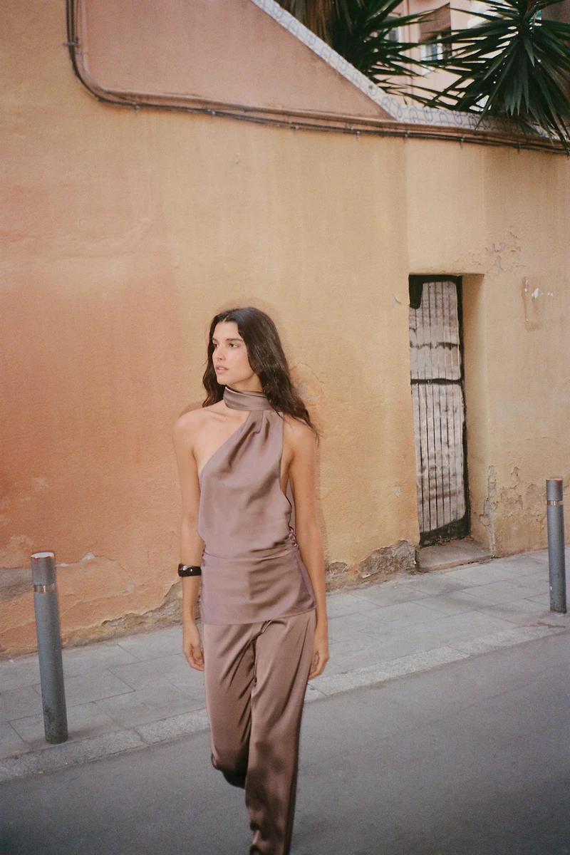 SATIN FLARE PANTS