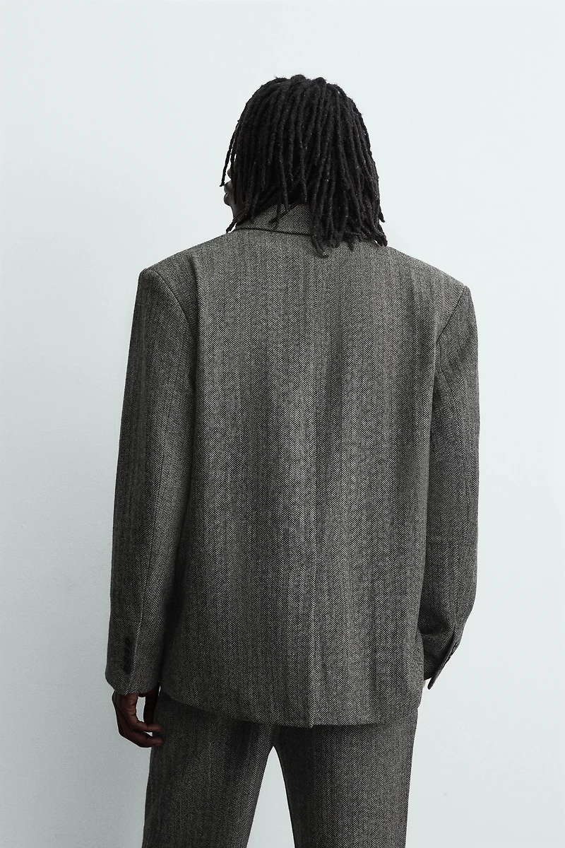 VESTE DE COSTUME STRUCTURÉE À CHEVRONS AVEC LAINE