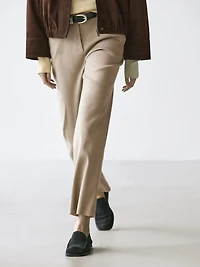 Straight-leg linen blend trousers