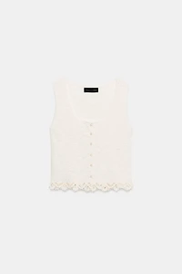 CROCHET HEM KNIT TOP