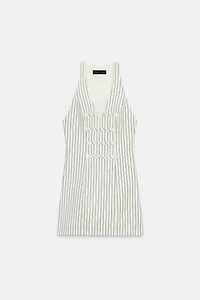 STRIPED BUTTON MINI DRESS