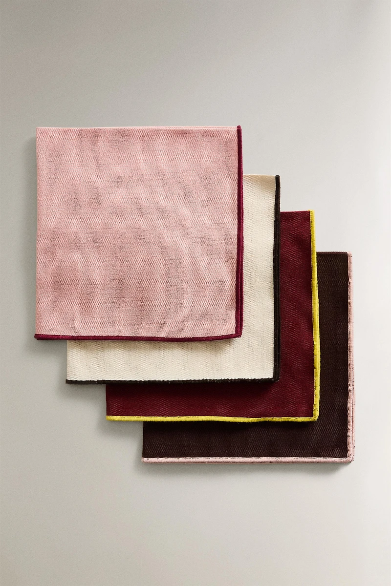 LOT SERVIETTES DE TABLE COTON SURPIQÛRE (LOT DE 4) X COLLAGERIE