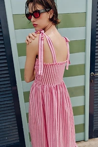 ROBE MIDI RAYURES ET NŒUDS