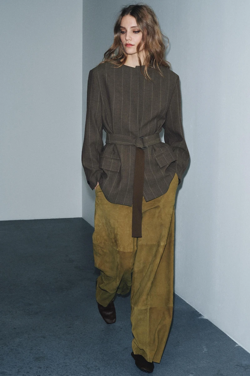 BLAZER À RAYURES AVEC CEINTURE ZW COLLECTION