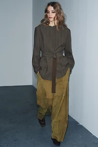 BLAZER À RAYURES AVEC CEINTURE ZW COLLECTION