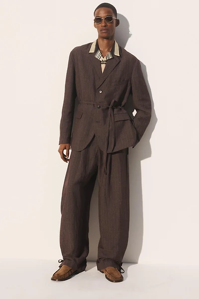 VESTE DE COSTUME À RAYURES VISCOSE - LIN
