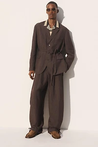 STRIPED VISCOSE - LINEN SUIT JACKET