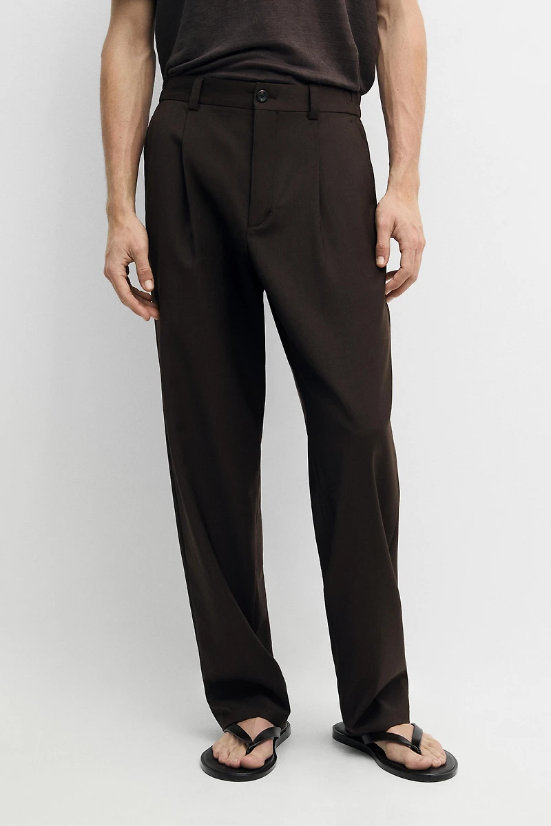 Relaxed fit cool wool trousers with darts