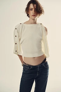 BUTTONED CAPE SLEEVE KNIT JUMPER