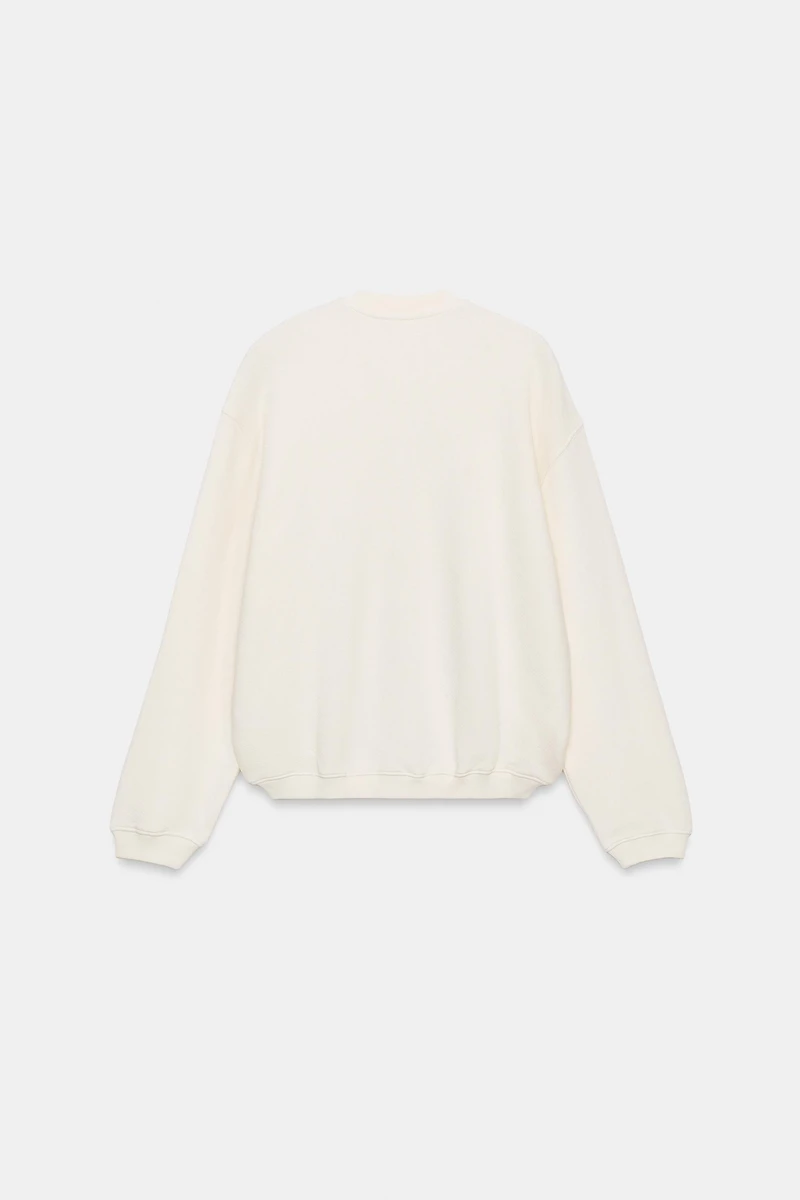 COTTON BUTTON-UP SWEATSHIRT