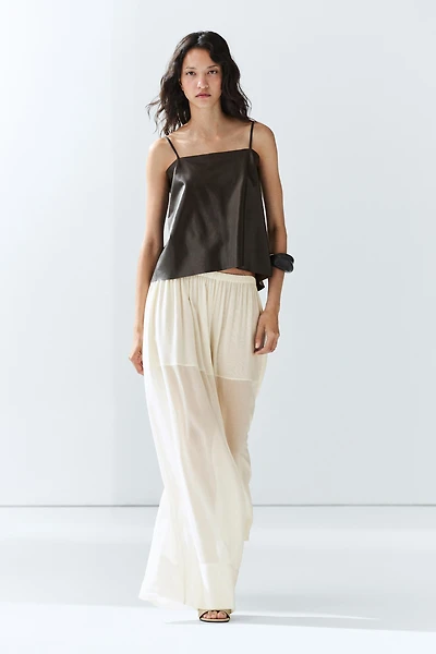 Nappa leather strappy top with back detail