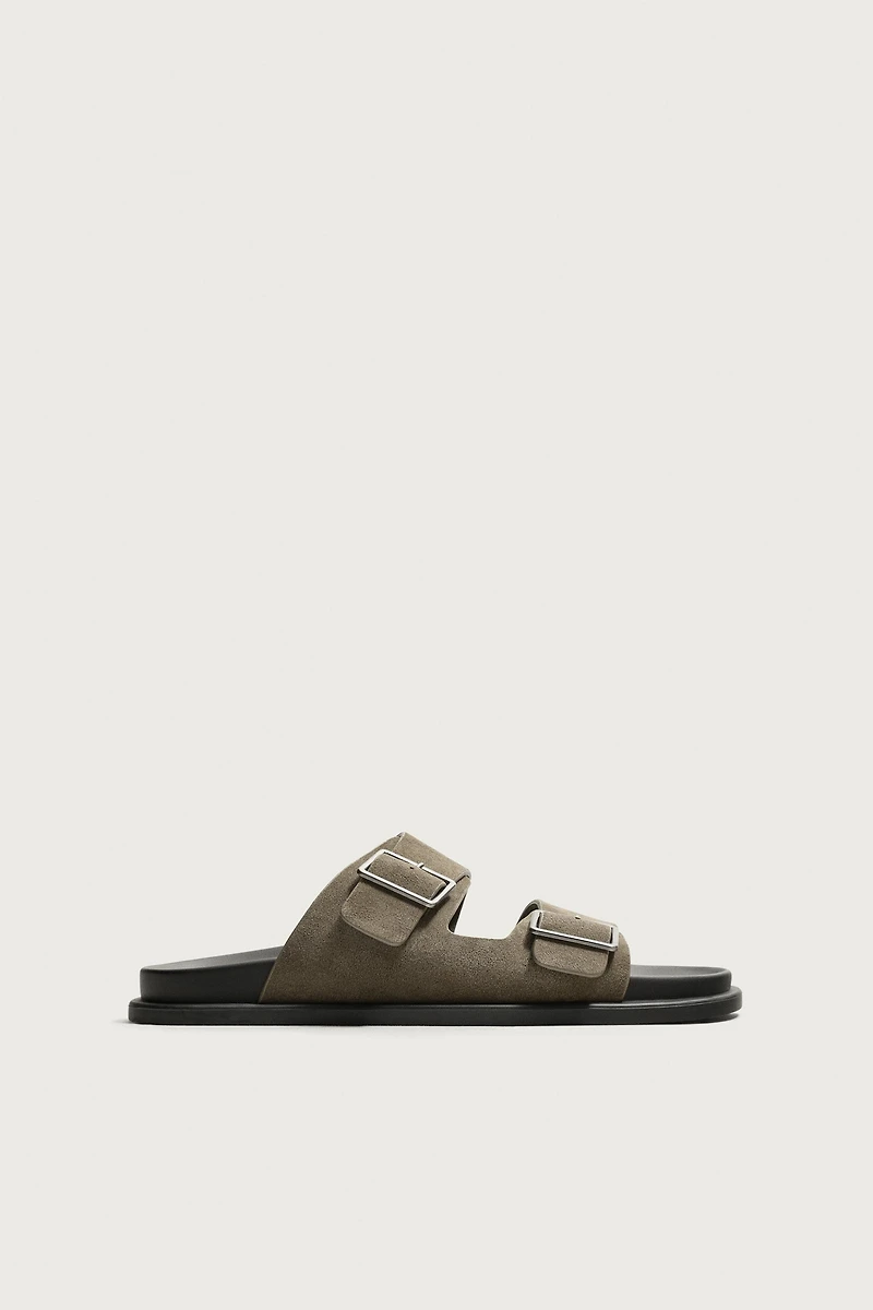 DOUBLE STRAP LEATHER SANDALS