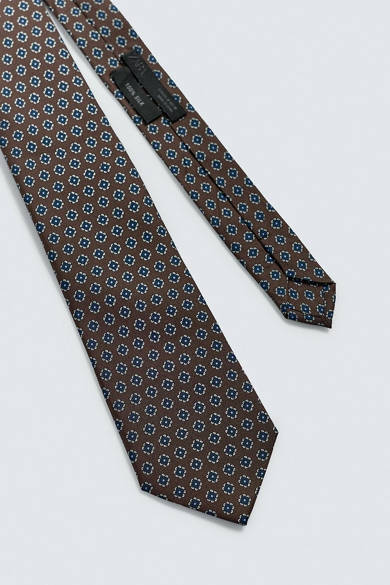 100% SILK GEOMETRIC JACQUARD TIE