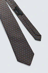 100% SILK GEOMETRIC JACQUARD TIE