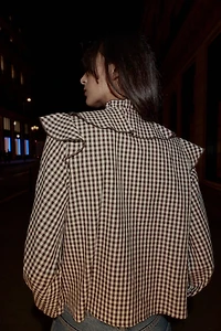 GINGHAM RUFFLE BLOUSE
