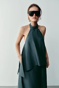 LINEN HALTER MIDI DRESS