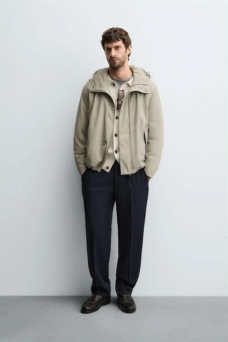 RUBBERIZED EFFECT PARKA WITH HOODIE