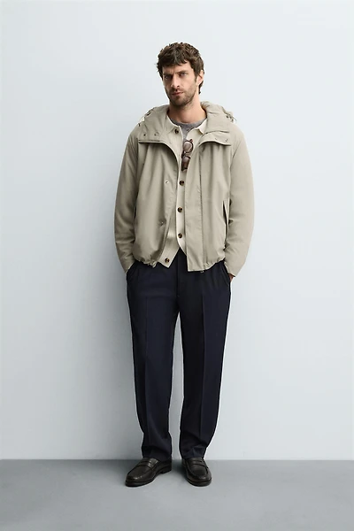 RUBBERIZED EFFECT PARKA WITH HOODIE