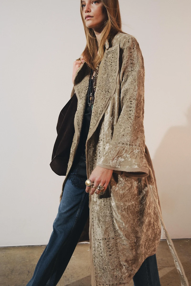ZW COLLECTION LIMITED EDITION EMBROIDERED VELVET KIMONO