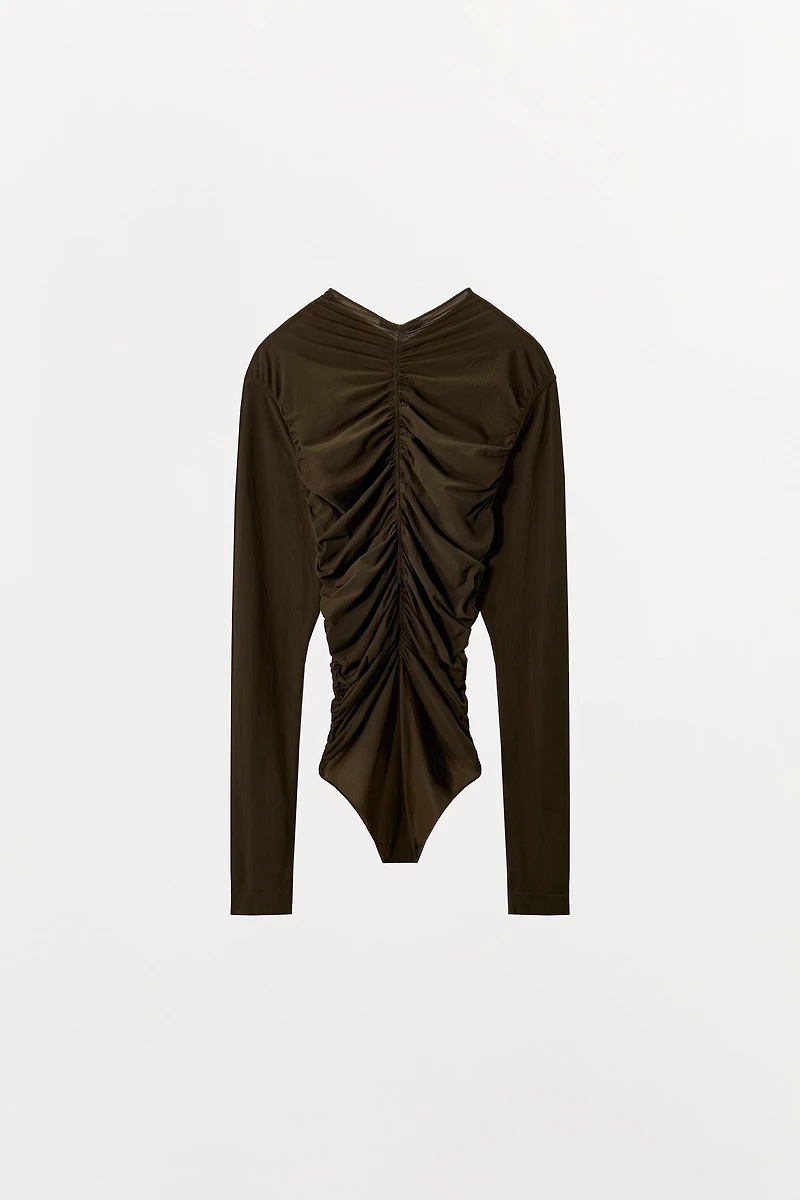 RUCHED SHEER BODYSUIT
