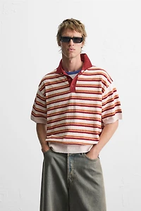 POLO EN MAILLE RAYURES TEXTURÉ