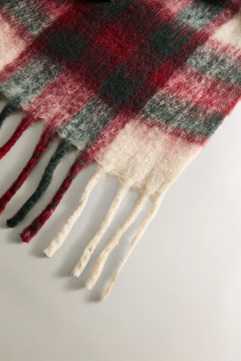 SOFT CHECK BLANKET WITH FRINGING