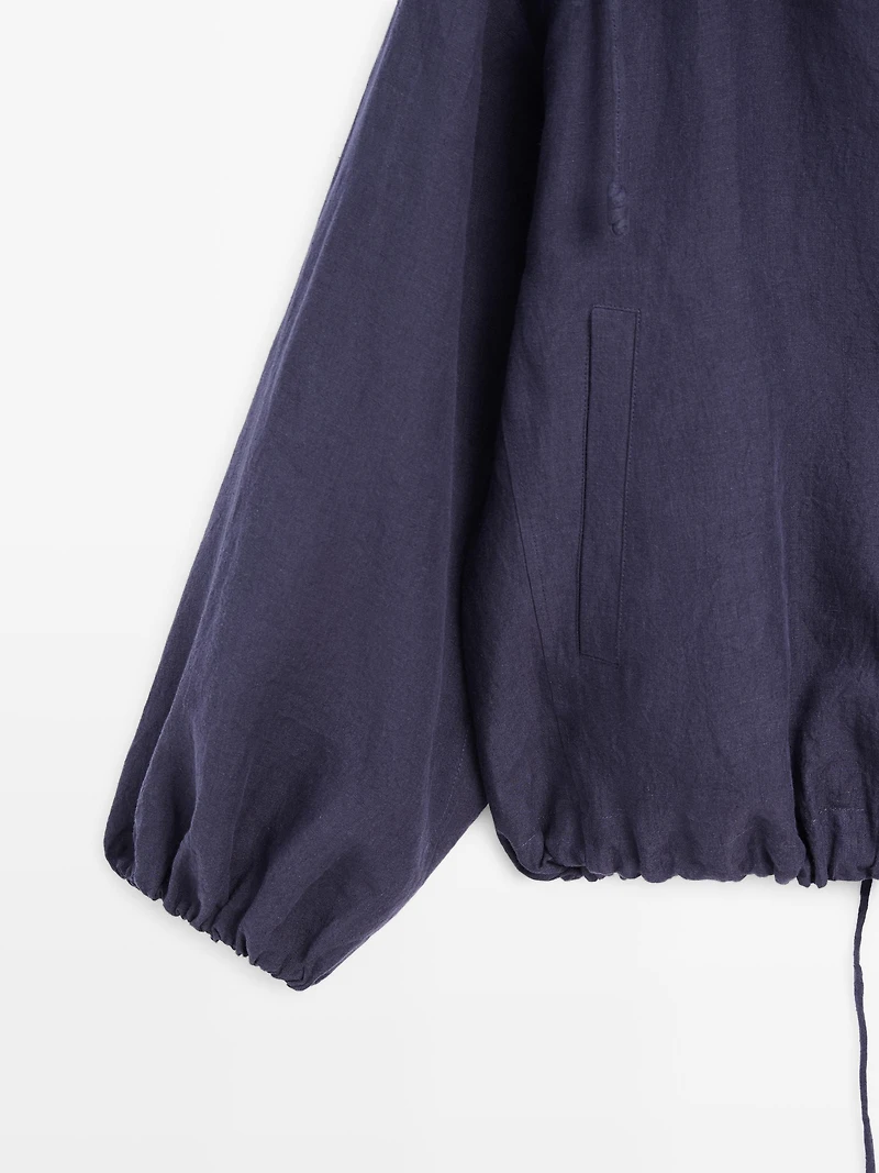 Veste bomber col fantaisie 100 % lin
