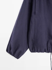 Veste bomber col fantaisie 100 % lin