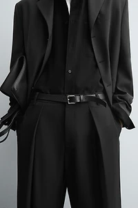 PINSTRIPE PLEATED PANTS