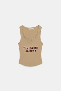 STUDDED TEXT T-SHIRT