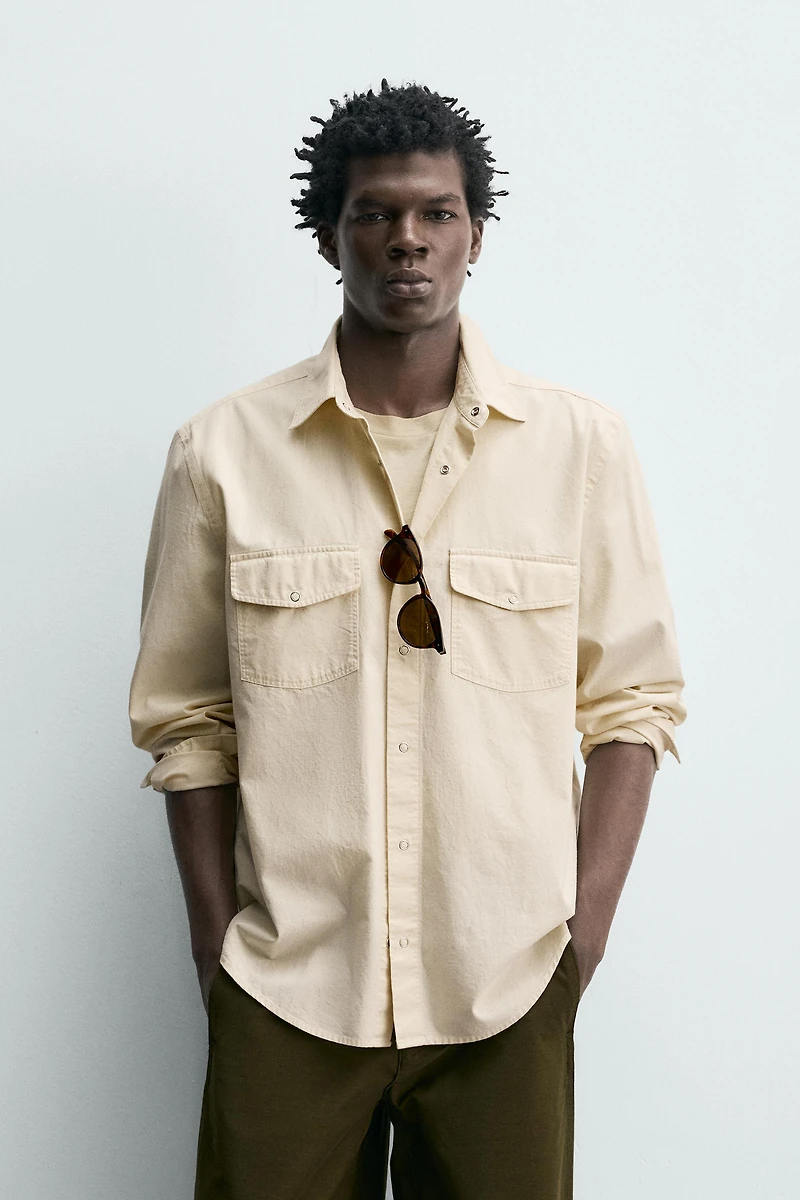 REGULAR FIT TEXTURED COTTON SHIRT