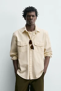 REGULAR FIT TEXTURED COTTON SHIRT