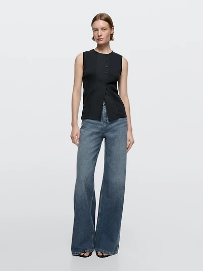 Jean wide leg taille haute