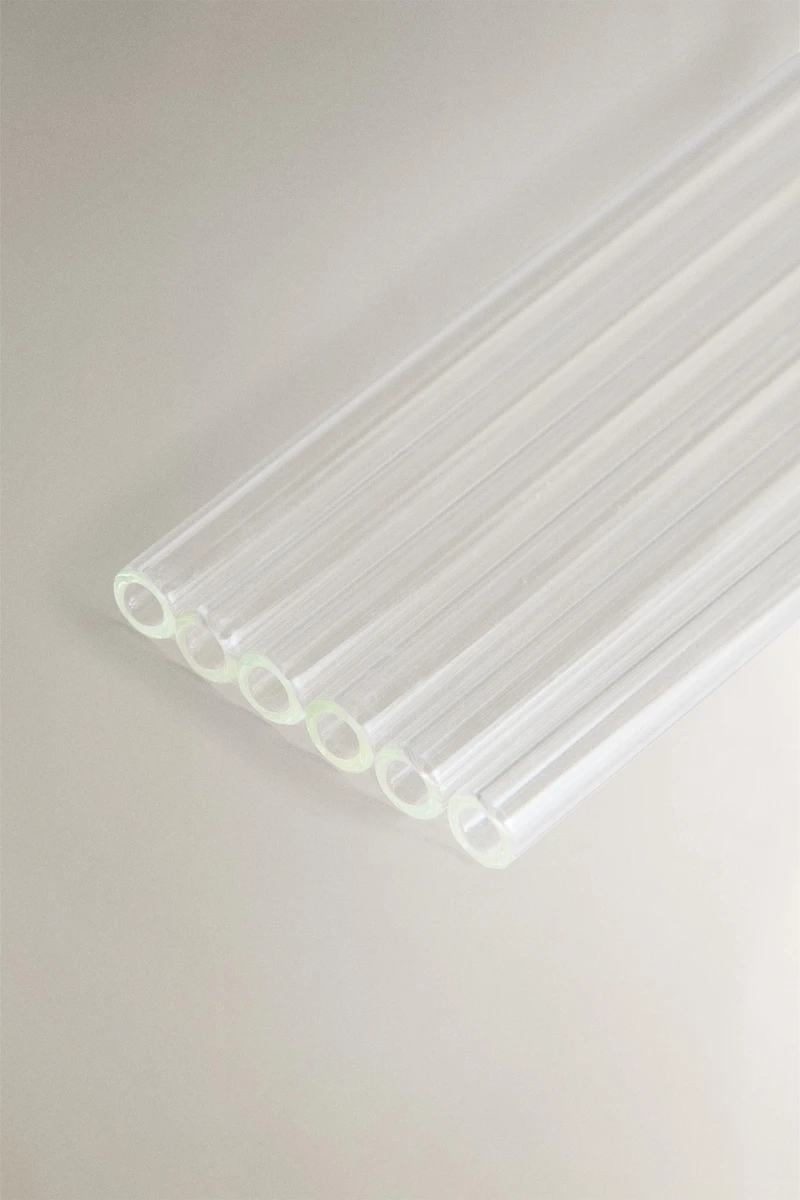 SET OF FLORAL BOROSILICATE GLASS STRAWS (SET OF 6)