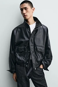 CROPPED FAUX LEATHER JACKET