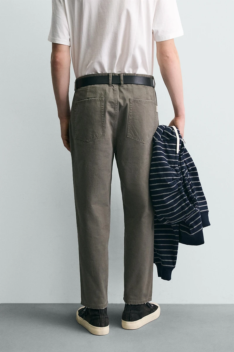 WASHED TAPERED FIT PANTS