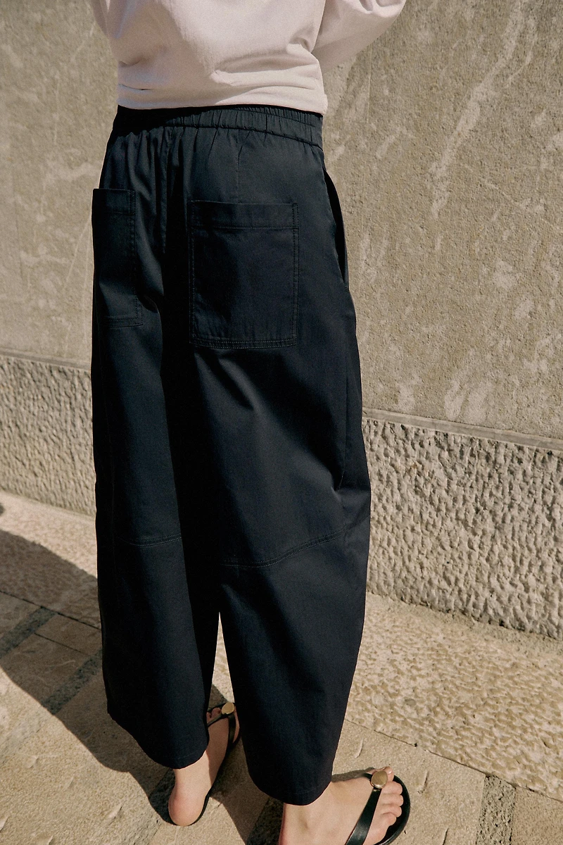 POPLIN BARREL PANTS