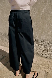 POPLIN BARREL PANTS