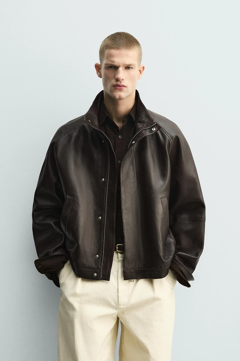 LEATHER BOMBER JACKET