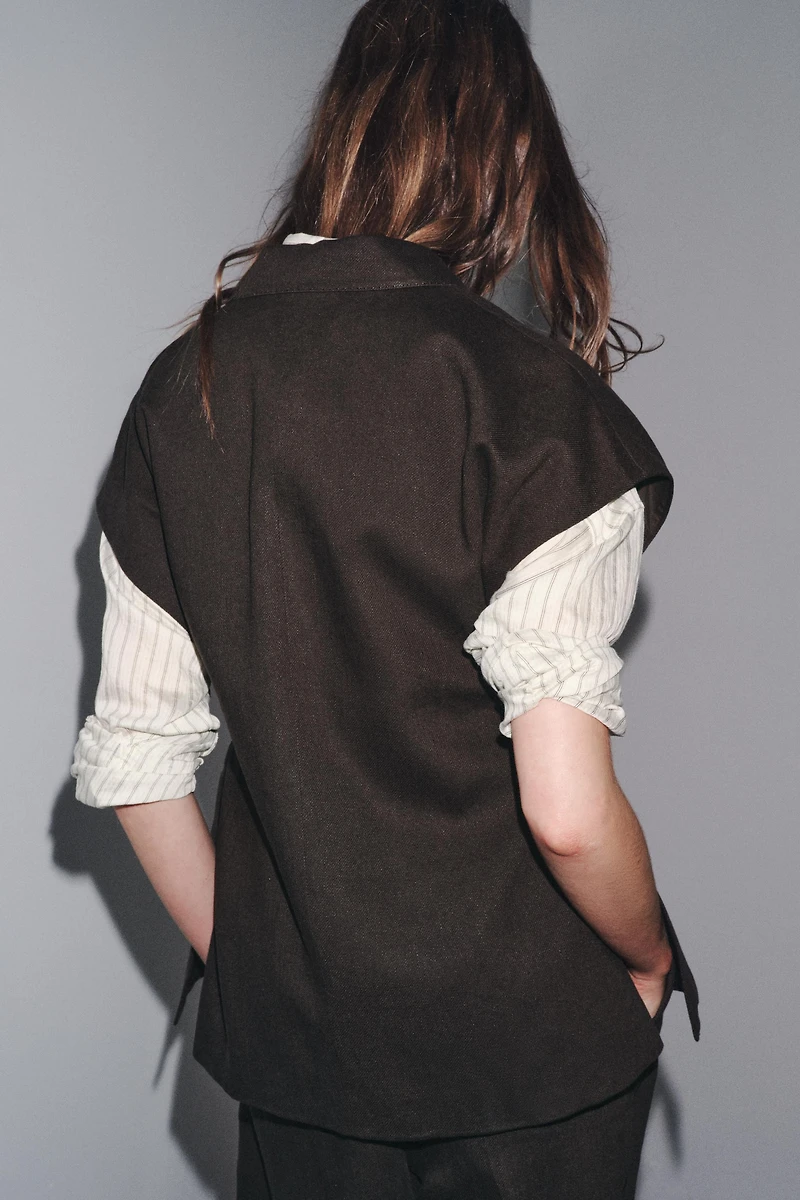 ZW COLLECTION DOUBLE BREASTED LINEN VEST