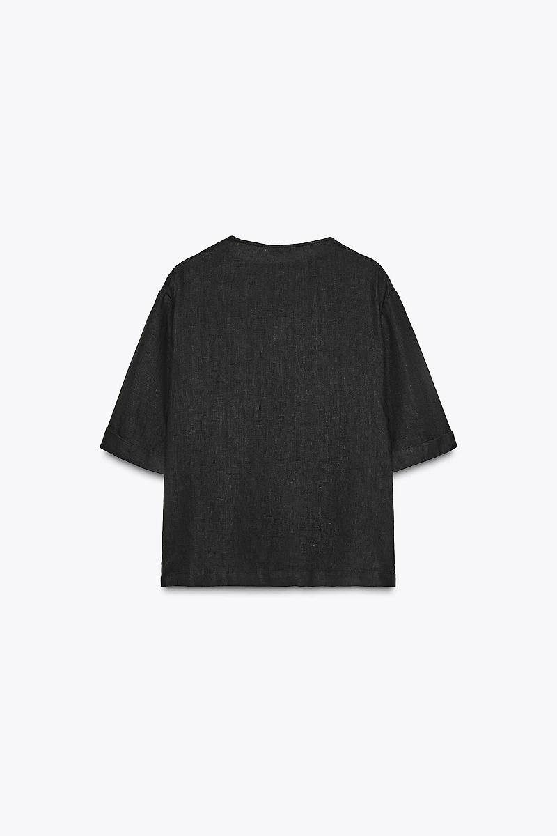 ZW COLLECTION LINEN SHORT SLEEVE TOP