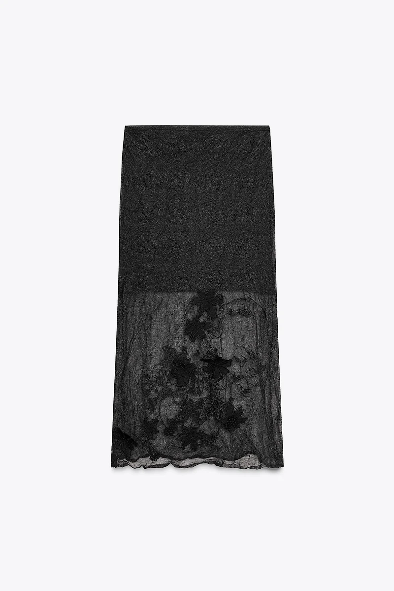 JUPE SEMI-TRANSPARENTE EN MAILLE STRUCTURÉE
