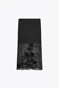 JUPE SEMI-TRANSPARENTE EN MAILLE STRUCTURÉE