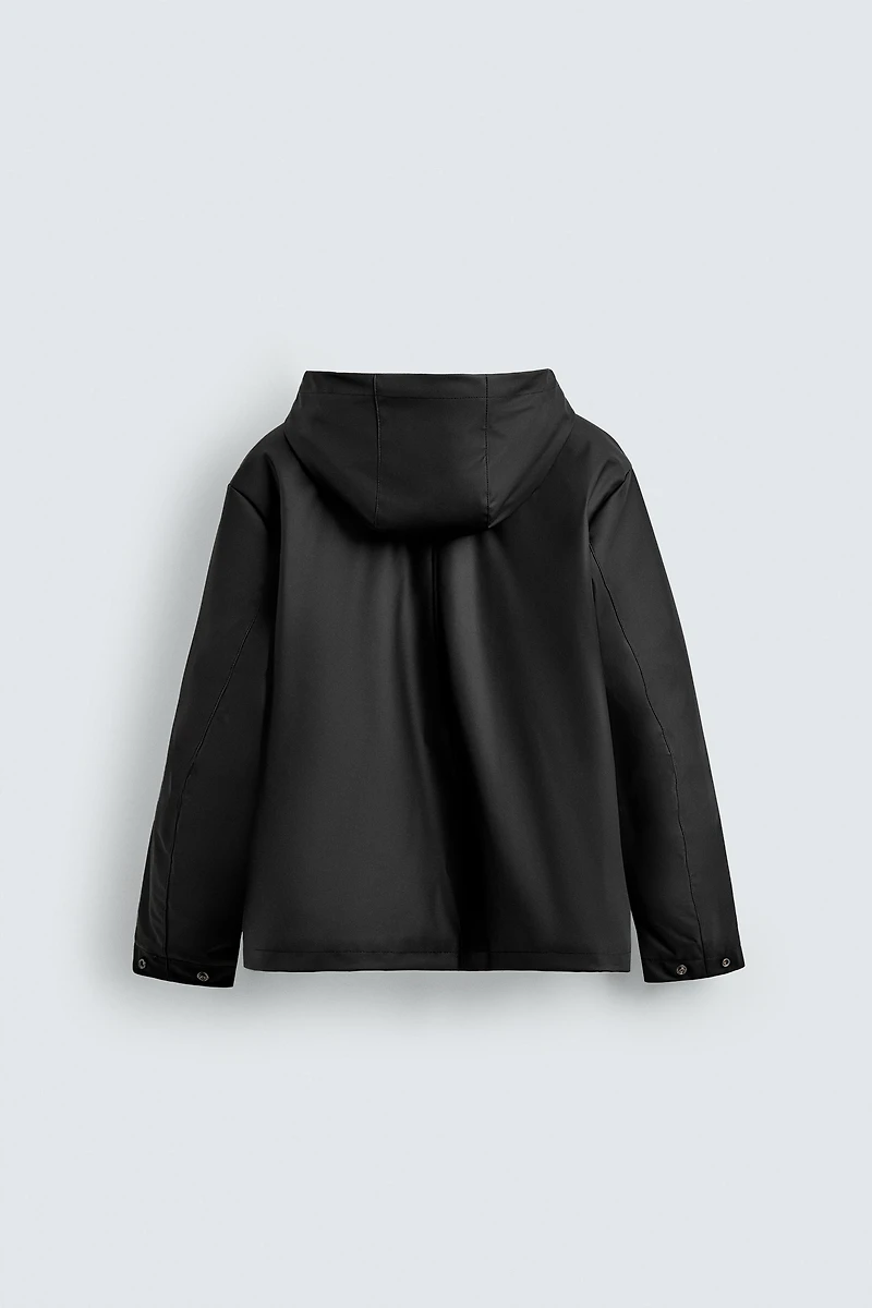 RUBBERIZED EFFECT PARKA WITH HOODIE